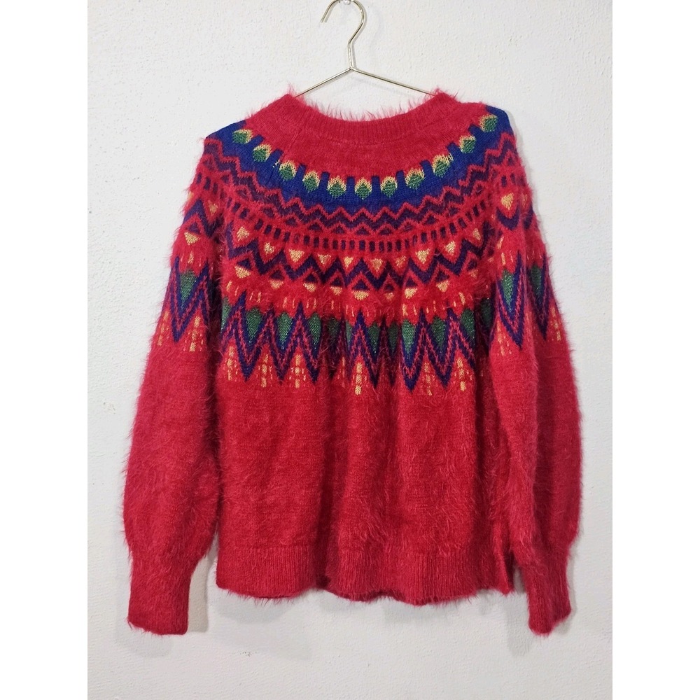 Time and Tru Women's Sweater XL Pullover Red Christmas Round Neck